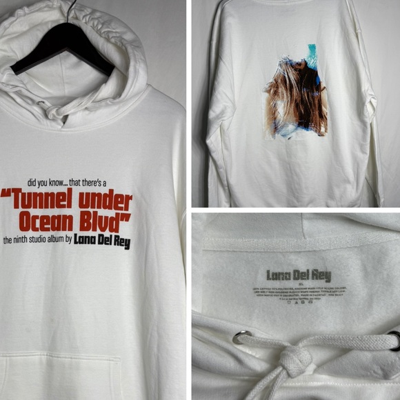 Lana Del Rey Other - Official Lana Del Rey White 'Tunnel under Ocean Blvd' Graphic Hoodie